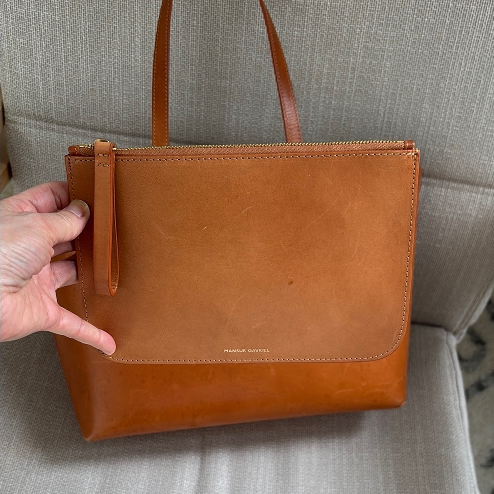 Mansur Gavriel Tan Leather Tote Bag - Picture 5 of 5